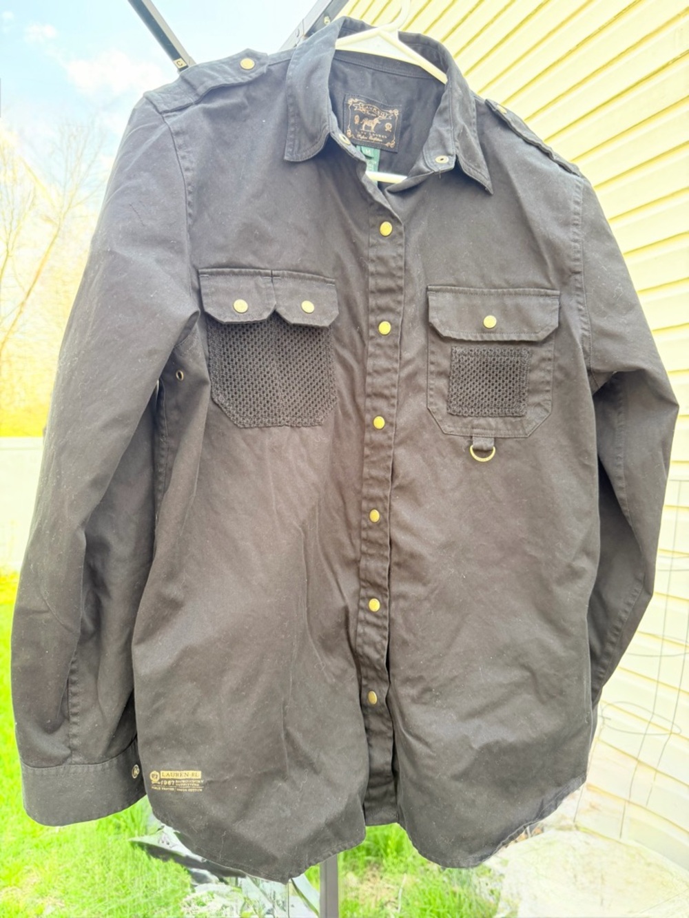 Ralph Lauren Black Utility Button-Down Shirt with Brass Snaps - Picture 10 of 16